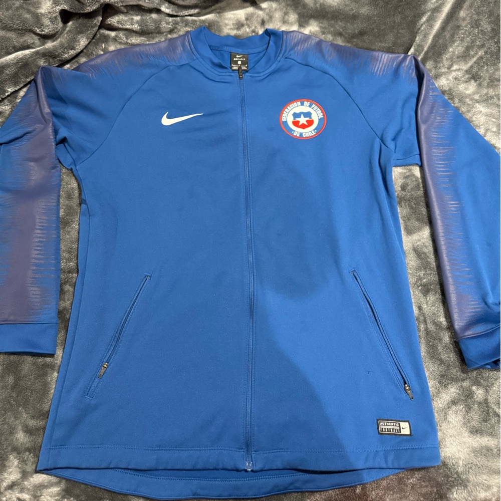 Nike Authentic Chile National Soccer Team Blue Jacket with Zipper